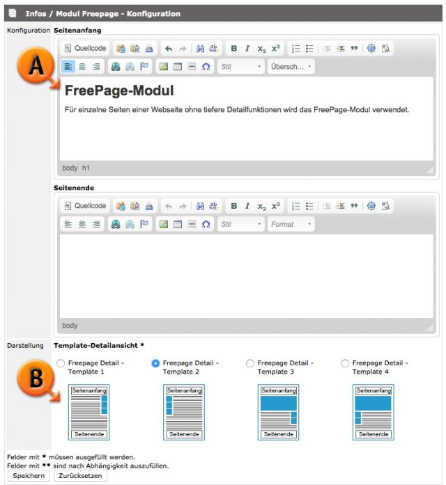 Modul FreePage / Konfiguration © echonet communication GmbH