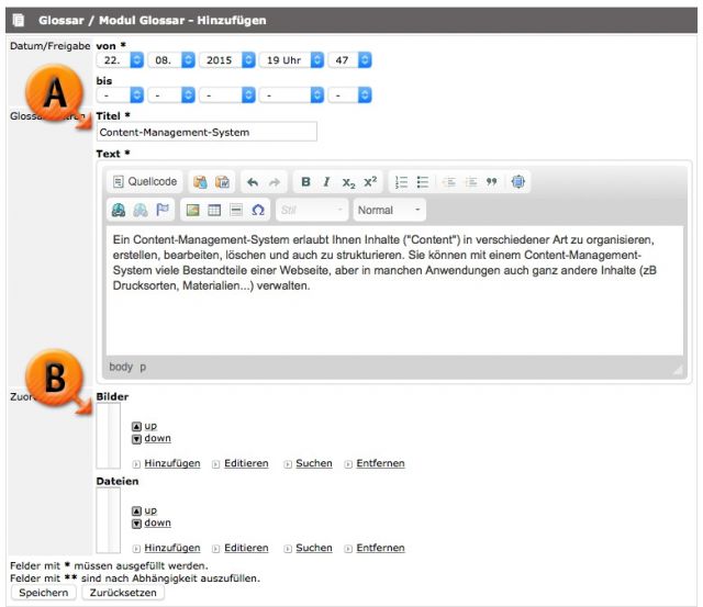 Modul Glossar / Hinzufügen & Editieren © echonet communication GmbH