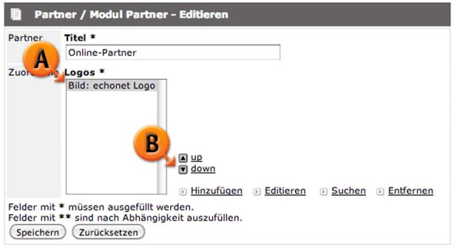 Modul Partner editieren © echonet